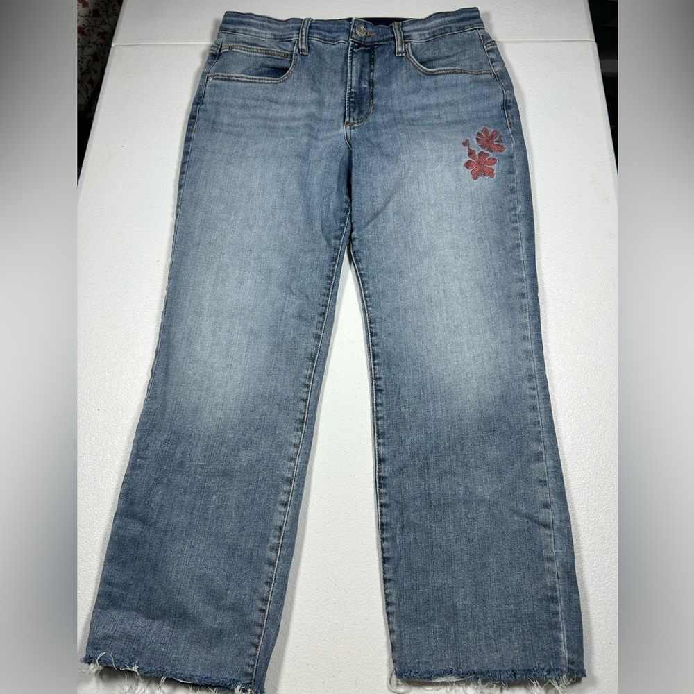 Jag Jeans Light Blue Straight Leg with Red Floral Detail